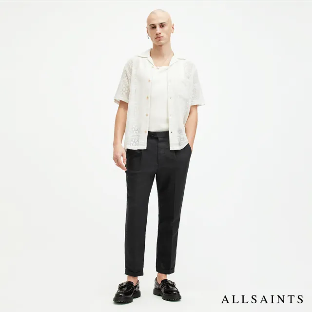 【ALLSAINTS】CROSS TALLIS 亞麻打摺中腰九分西裝褲-黑色 M006TA(修身版型)