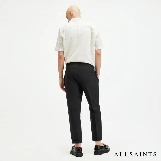 【ALLSAINTS】CROSS TALLIS 亞麻打摺中腰九分西裝褲-黑色 M006TA(修身版型)