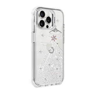 【apbs】iPhone 16/15/14/13/12系列 防震雙料隱形立架水晶彩鑽手機殼(禮服)
