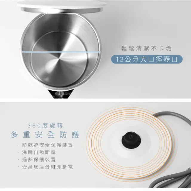 【KINYO】2件組 2L 大容量不鏽鋼雙層防燙快煮壺 電熱水壺/電煮壺(一鍵煮水+分離底座+防乾燒)