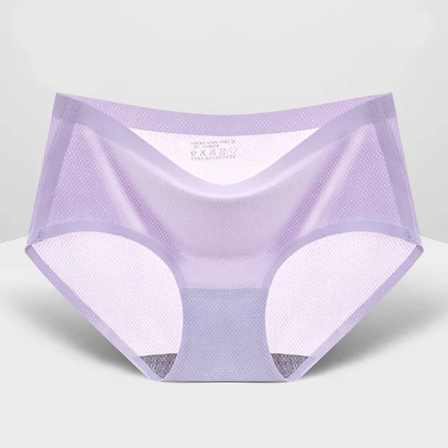 【alas】無痕內褲 輕呼吸氣孔冰絲中腰三角女性內褲 M-XXL(紫色)