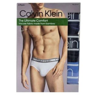 【Calvin Klein 凱文克萊】CK Hip Brief 男士貼身透氣低腰三角內褲 精美盒裝 三件組(深藍+黑色+寶藍)