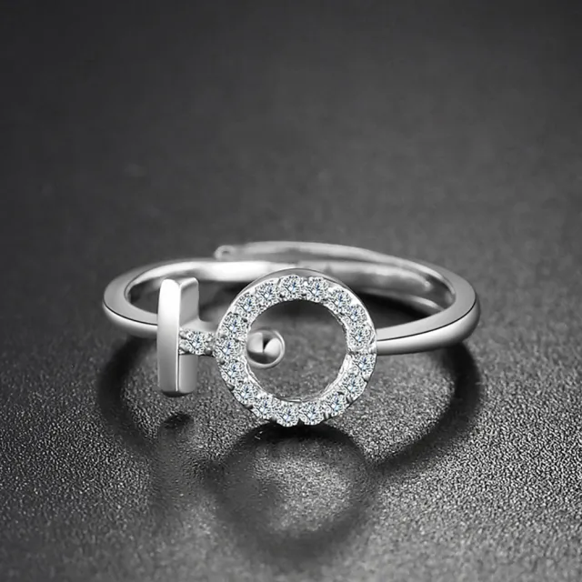 【925 STARS】純銀925戒指 美鑽戒指/純銀925微鑲美鑽女性符號造型開口戒(2色任選)