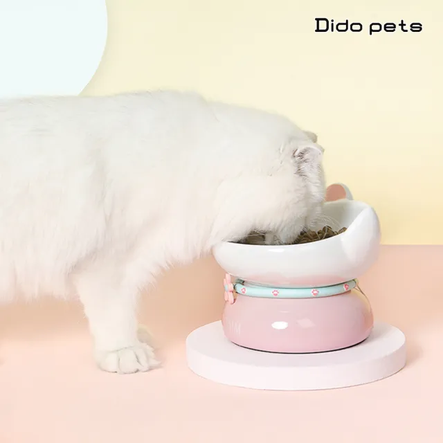 【Dido pets】馬卡龍護頸陶瓷寵物碗 貓碗(PT182)