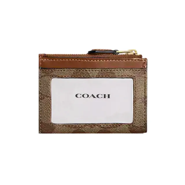 【COACH】品牌 LOGO 卡夾/零錢袋(卡其/棕色)