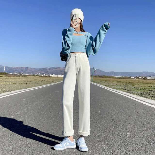 女牛仔褲小直筒