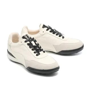 【BYHUE】美式率性異材質撞色拼接綁帶軟芯厚底休閒鞋(白)