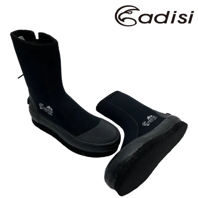 【ADISI】長筒防滑鞋/黑色/短橡膠片/AS24010(18~22 溯溪 浮潛 潛水 止滑 菜瓜布)