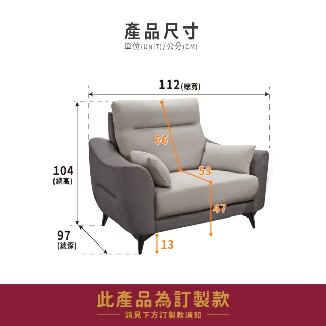【ASSARI】米切爾機能單人座耐磨布獨立筒沙發