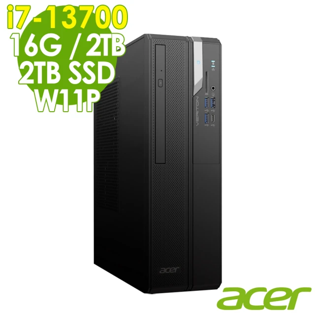 【Acer 宏碁】i7 十六核商用電腦(VX2715G/i7-13700/16G/2TB HDD+2TB SSD/W11P)