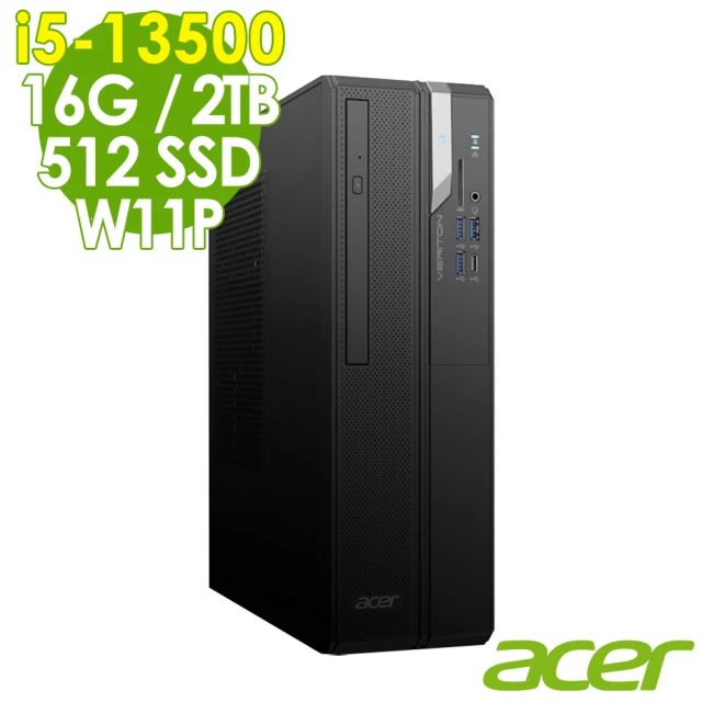 【Acer 宏碁】i5 十四核商用電腦(VX2715G/i5-13500/16G/2TB HDD+512 SSD/W11P)
