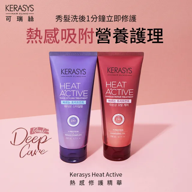 【KeraSys 可瑞絲】免沖洗熱感修護精華護髮素200ml x任選4入(極度損傷/捲髮造型)