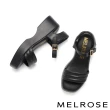 【MELROSE】美樂斯 純真日常純色一字寬帶厚底涼鞋(黑)