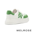 【MELROSE】美樂斯 質感俏皮 LOGO牛皮綁帶厚底休閒鞋(綠)