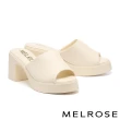 【MELROSE】美樂斯 簡約日常純色美型高跟拖鞋(米白)