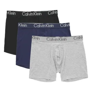 【Calvin Klein 凱文克萊】CK 男士莫代爾棉 時尚四角內褲 腰間LOGO設計 三件組(長版款式)
