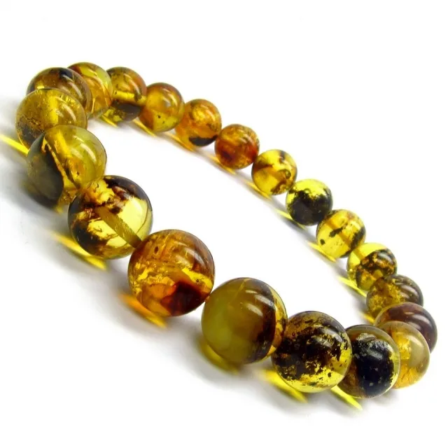 【小樂珠寶】高檔黃金植物珀 10mm琥珀蜜蠟手珠手鍊手環大顆超美款TT71(頂級真琥珀蜜蠟熱賣店)