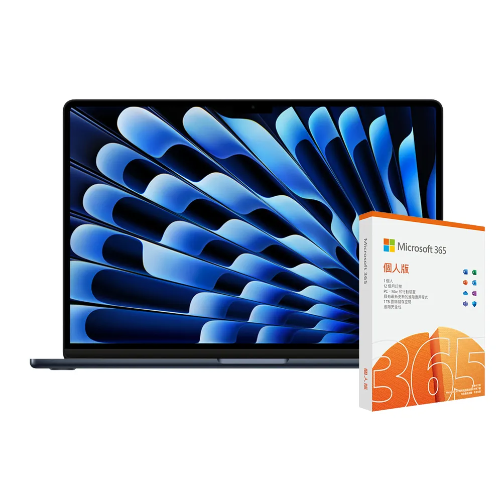 【Apple】微軟365個人版★MacBook Air 15.3吋 M3 晶片 8核心CPU 與 10核心GPU 8G/512G SSD