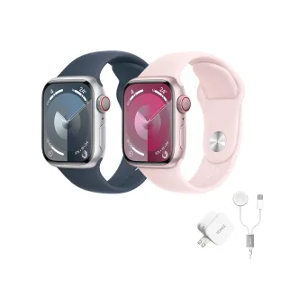 充電全配組【Apple】Apple Watch S9 LTE 41mm(鋁金屬錶殼搭配運動型錶帶)