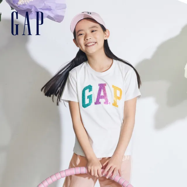 【GAP】女童裝 Logo純棉趣味圓領短袖T恤-多色可選(890374)