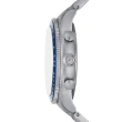 【FOSSIL】Sport Tourer 經典海軍藍三眼計速造型手錶 銀色不鏽鋼錶帶 42MM(FS6047)