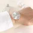 【EROS CERES】羅馬刻度 日期 藍寶石水晶玻璃 米蘭編織不鏽鋼手錶 銀x鍍玫瑰金 36mm(LQ33623RG-S)