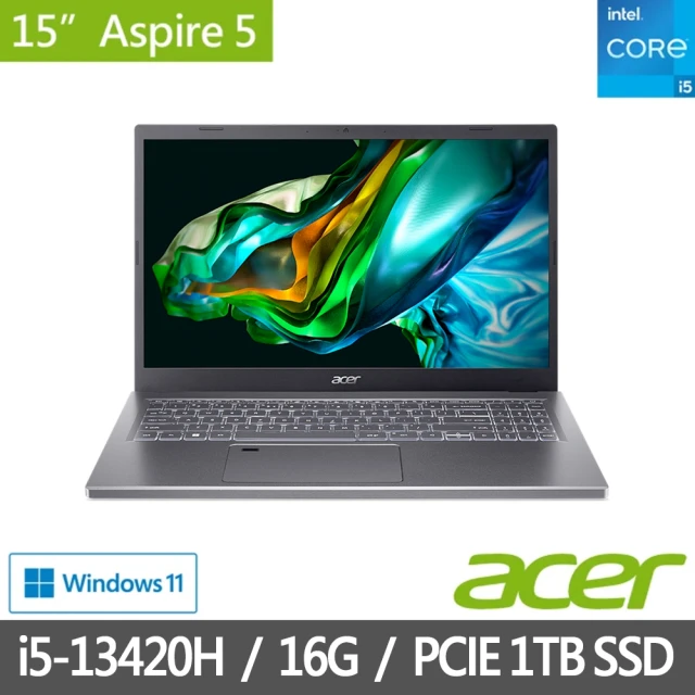 Acer 宏碁 特仕版 15.6吋13代筆電(Aspire 5/A515-58M-59JV/i5-13420H/16G/改裝1TB SDD/Win11)