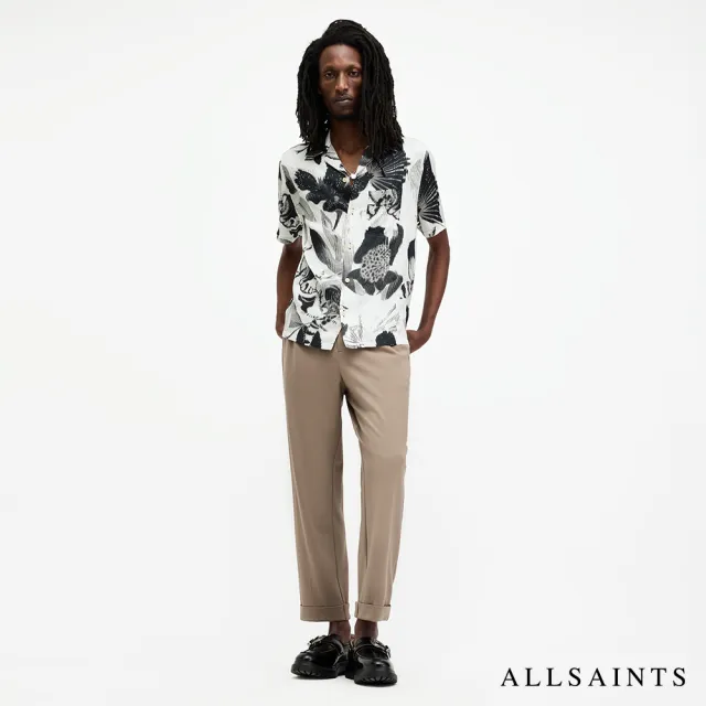 【ALLSAINTS】FREQUENCY 人造絲寬鬆短袖夏威夷手繪花卉印花襯衫(舒適版型)