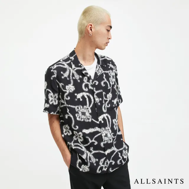 【ALLSAINTS】WEBS 人造絲寬鬆夏威夷復古印花短袖襯衫 MS555Z(舒適版型)