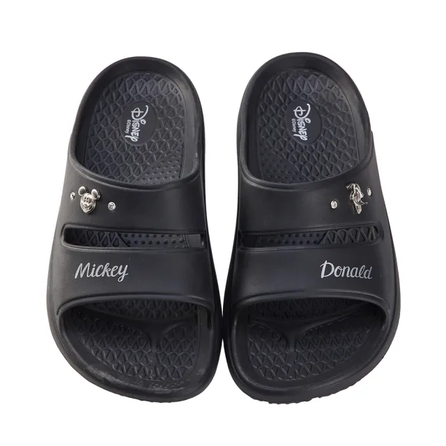 【Disney 迪士尼】迪士尼女鞋 米奇與唐老鴨 運動風輕量防水厚底拖鞋-黑(MIT台灣在地工廠製造)