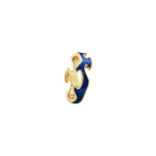【Georg Jensen 喬治傑生】FUSION 中間戒指 藍色(18K黃金 藍色高精密陶瓷)