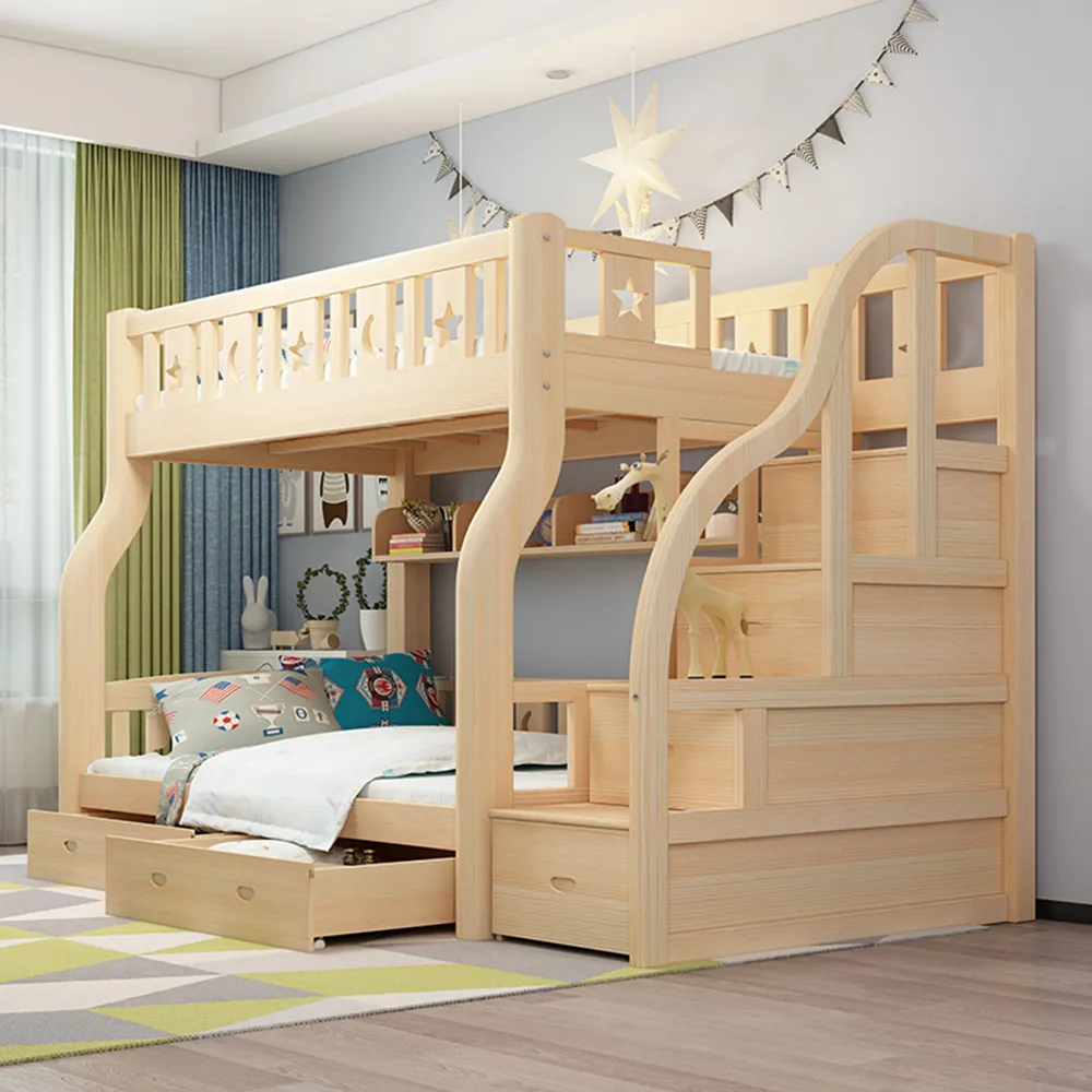 【HA BABY】兒童雙層床 階梯款-160床型 升級上漆裸床版(上下鋪、床架、成長床 、雙層床、兒童床架、台灣製)