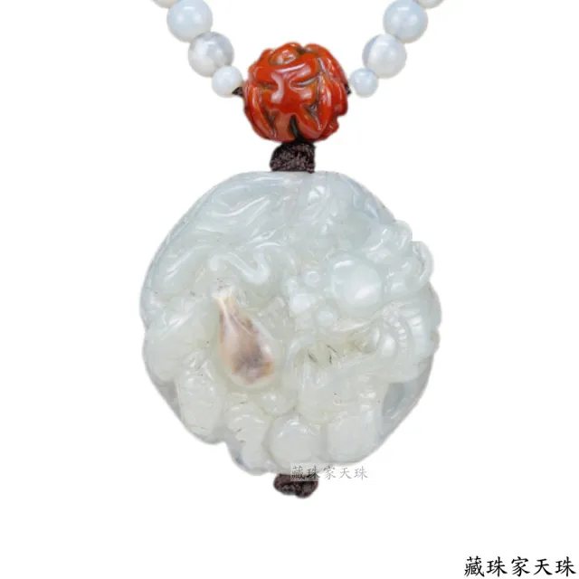 【藏珠家】精品40mm天眼+龍拱珠天珠項鍊