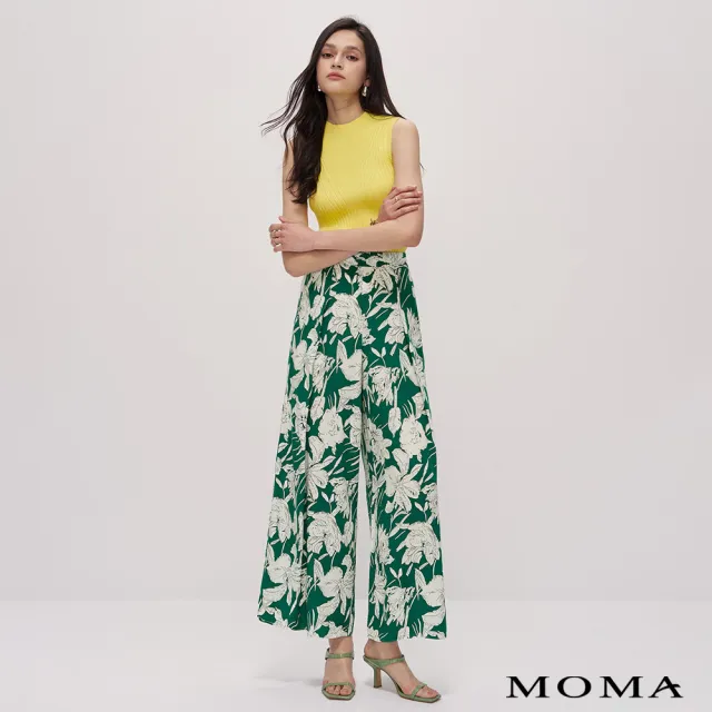 【MOMA】渡假風印花寬褲(綠色)