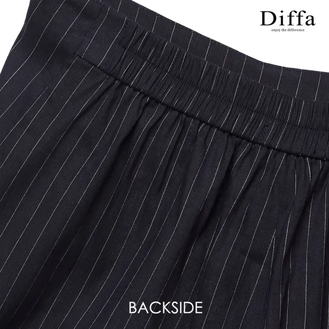 【Diffa】美型設計條紋長寬褲-女