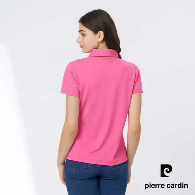 【pierre cardin 皮爾卡登】女款 吸濕排汗數位印花短袖polo衫-桃紅色(4247201-75)