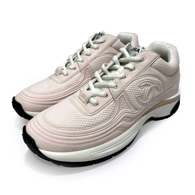 CHANEL 香奈兒 G45077 經典LOGO低筒運動鞋休閒鞋跑步鞋(粉色37.5)