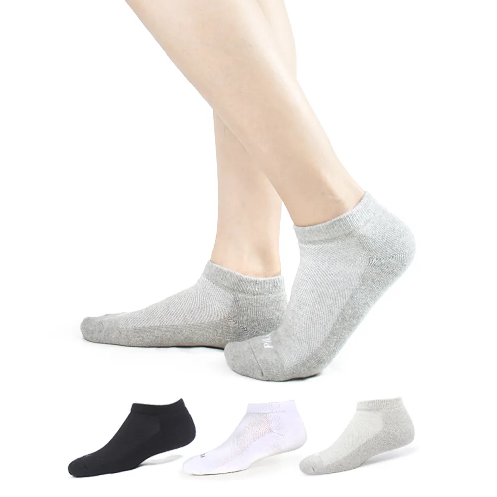 【PULO】3雙組 純棉輕氣墊休閒裸襪(女襪/裸襪/輕氣墊/厚襪/運動襪)