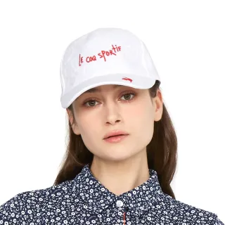 【LE COQ SPORTIF 公雞】高爾夫系列 網路獨家 女款白色愛心浮雕手繪LOGO高機能棒球帽 QLT0J104