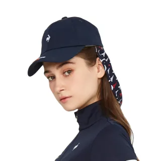 【LE COQ SPORTIF 公雞】高爾夫系列 女款藏青色可拆卸後頸防曬高爾夫球帽 QLT0J103
