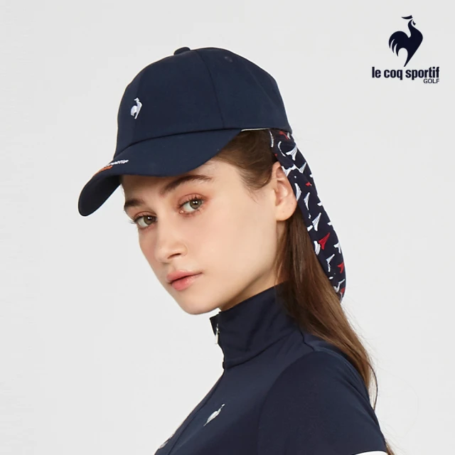 LE COQ SPORTIF 公雞 高爾夫系列 女款藏青色可拆卸後頸防曬高爾夫球帽 QLT0J103