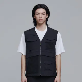 【國家地理服飾官方旗艦】男裝 工裝網布釣魚背心 - 炭黑色(男裝背心/透氣網布)