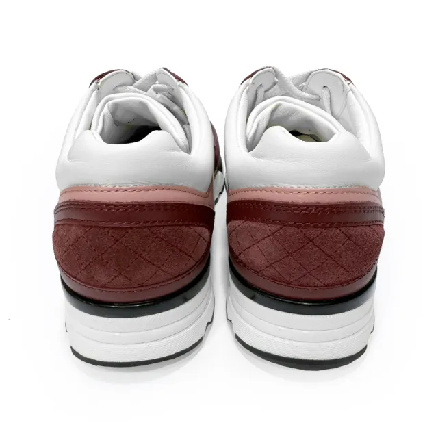 【CHANEL 香奈兒】G45333 經典LOGO低筒拚色運動鞋休閒鞋跑步鞋(粉色37.5)