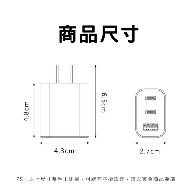 【CityBoss】33W快速充電頭 PD充電頭 2Type-C+USB三孔插頭 1A2C(適用 iPhone 安卓 三星 OPPO)