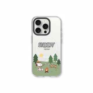 【RHINOSHIELD 犀牛盾】iPhone 15系列 Clear MagSafe兼容 磁吸透明手機殼/史努比-露營趣(Snoopy)