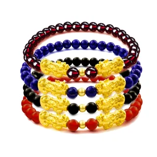 【A+】4選1 9999純黃金墜瑪瑙黃金手鍊 納福雙黃金貔貅 -0.27錢±5厘