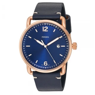 【FOSSIL】RUNWAY簡約時標時尚皮革腕錶-藍x44mm(FS5274)