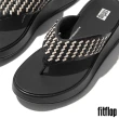 【FitFlop】F-MODE 編織皮革厚底夾脚涼鞋-女(黑色)
