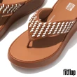 【FitFlop】F-MODE 編織皮革厚底夾脚涼鞋-女(駝色)