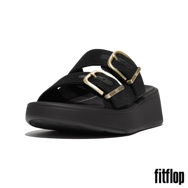 FitFlopFitFlop F-MODE 經典亮粉扣環厚底雙帶涼鞋-女(黑色)